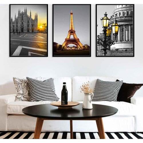 HAOCHU Paris Night Scene Sunrise Canvas Painting For Living Room Home Decor Painting Print Poster Simple Nordic Wall Picture