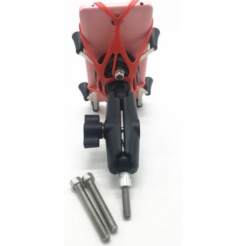 Motorcycle M8 Screw Clamp Base Mount with Double Socket Arm & X-Grip Holder for Phones RAM moumt