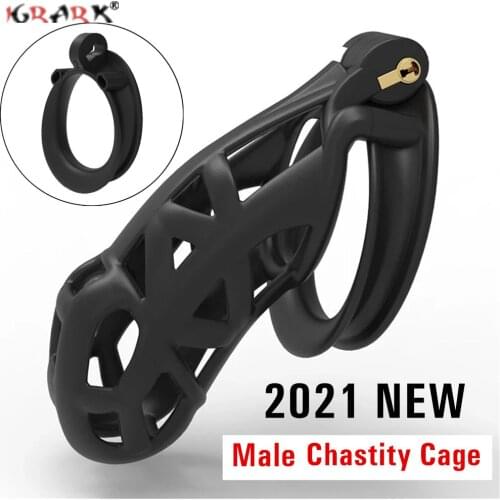 2021 Hot Sale 3D Printed Male Penis Cage Chastity Device Double-Arc Cuff Penis Rings Sleeve Cockring Adult BDSM Sex Toys for Men