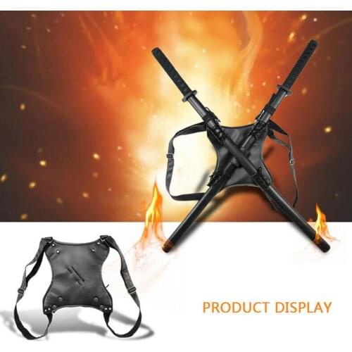 Harness Mens Leather Dual Sword Carrying Back Exotic Holder Cosplay Holste Halloween Costumes Scabbard Pistol Harness Belt A6J3