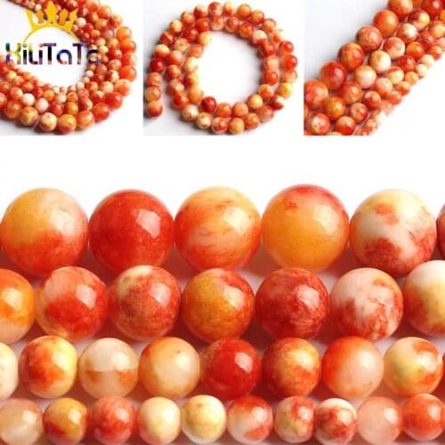 Natural Jades Stone Beads Orange White Round Loose Spacer Beads 15 Inches 6/8/10/12mm For Jewelry Making DIY Bracelets Necklace