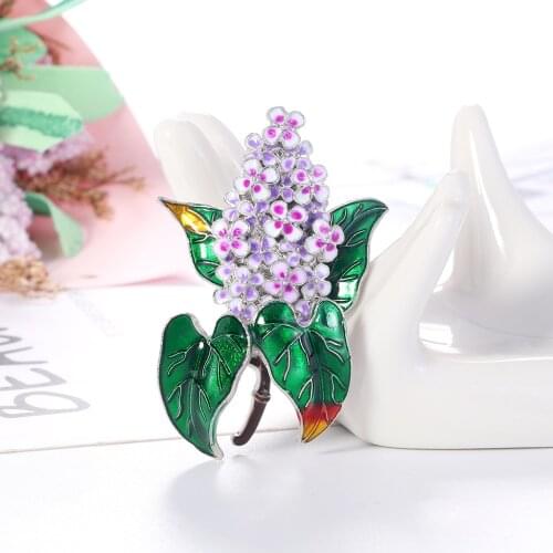 New Fashion Enamel Lilac Flower Brooches Beauty Spring Summer Available Plant Clove Flower Party Brooch Pin