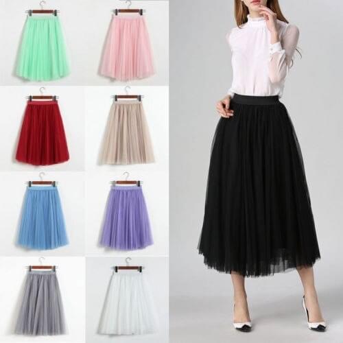 New Women Ballet Tulle Pleated Skirt Wedding Prom Rockabilly Bouffant Skirts