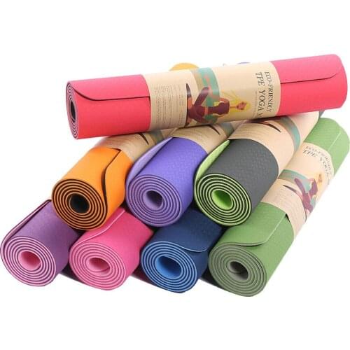 New 183cm 6mm two color TPE Yoga Mat Beginner Yoga Antiskid Mat Supplies Fitness Mat Women Yoga