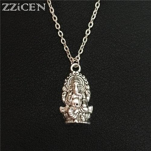 New Indian Animal Buddhist Hinduism Vintage Meditation Elephant Ganesha Pendant Necklace Amulet Lucky Gift Tribal Jewelry