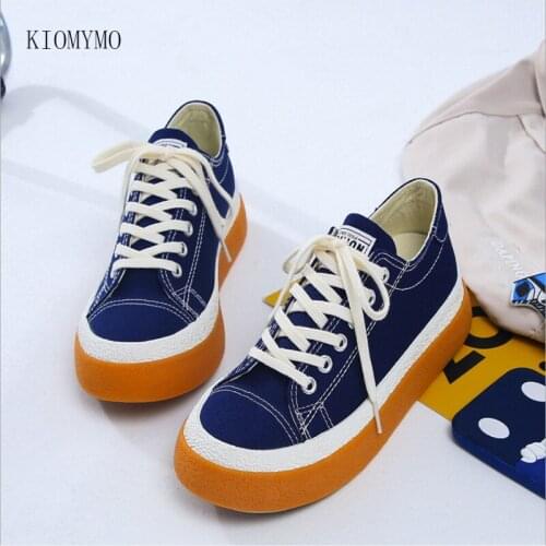 2021 Summer New Canvas Shoes Female Korean Version Of The Thick-Soled Student Platform Shoes With Increased Large-Toed Shoes