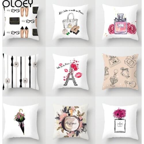 NEW Perfume Floral Pillows Case Modern Fashion Lady Decorative Pillows Cover Livingroom Bedroom Sofa Seat Simple Cushions Case