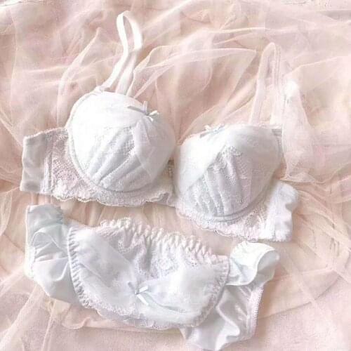 New Comfort Brassiere French Cotton Lingerie set Fashion Womens underwear Set Lace Sexy Dot Mesh Push-up Bra And Panty Sets