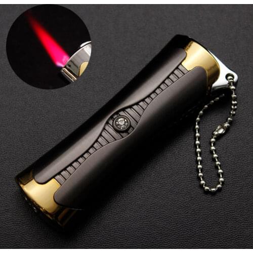 Portable Gas Lighter Creative Windproof Lighter Metal Lighters Cigar Butane Lighter Diamond Red Flame No Gas