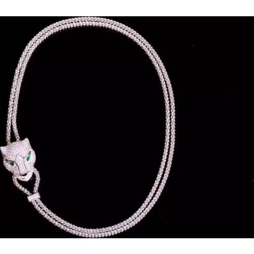 Luxury Brand Jewelry Set For Women zircon cz leopard necklace tiger necklace green eyes leopard pendant