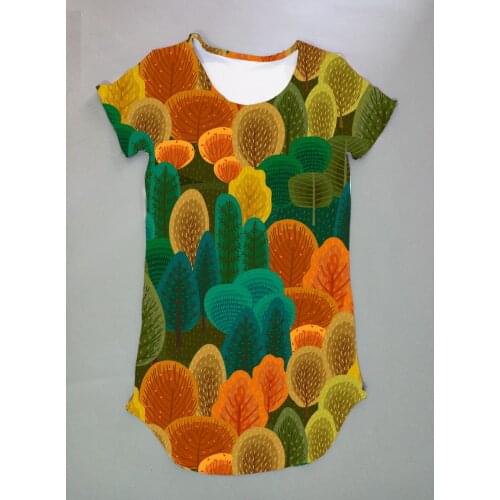 Custom made - Create your own designs Autumn Forest 3D sublimation print milk silk short sleeves Dress