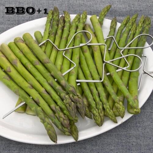4pcs BBQ Skewers Stainless Steel Veggie Raft Double Wide Skewer Barbecue Grill Clips Asparagus Sticks BBQ Accessories 20cm 8
