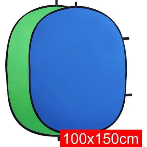 Blue & Green 2-in-1 Studio Collapsible Background Panel 100 * 150cm/3.3 * 4.9ft Double-sided Photography Backdrop with Carry Bag