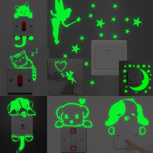 Luminous Stickers Switch Sticker Glow in the Dark Funny DIY Home Decoration Living Room Bedroom murals poster