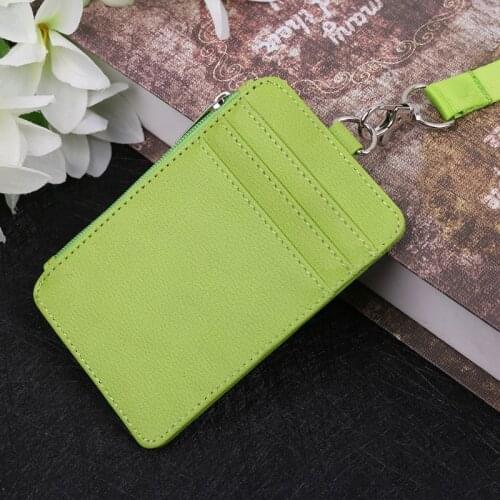 THINKTHENDO 1Pc PU Leather ID Badge Cards Holder Lanyard Credit Card Case Business Organizer Bag New