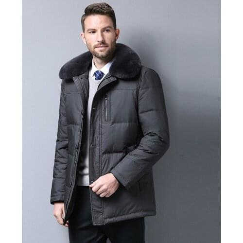 Down Duck Winter Jacket Men Middle-aged Parka Plus Size Warm Coat Real Fur Collar Puffer Jacket Casaco Masculino KJ657