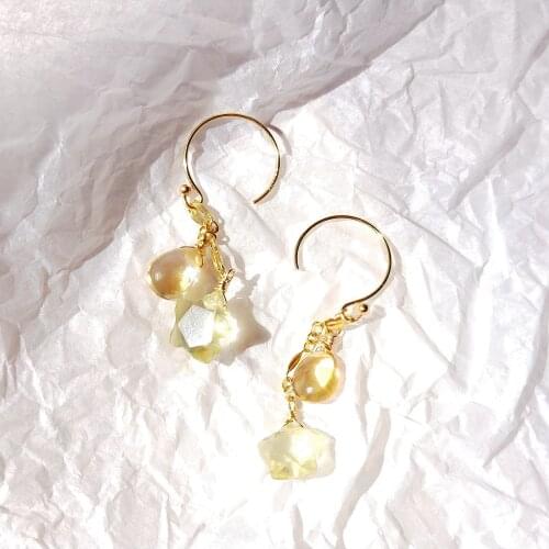 Lii Ji Citrine Drop With Lemon Quartz Star 14K Gold Filled Dangle Earrings Natural Stone Handmade Jewelry For Women Gift