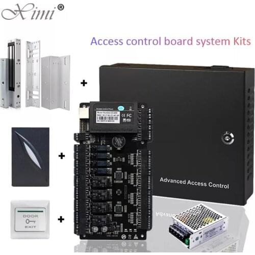 ZK TCP/IP Access Control Kits Magnetic locks C3-400 4 Door Cards Reader Access Control Acccessories System With Power Supply Box