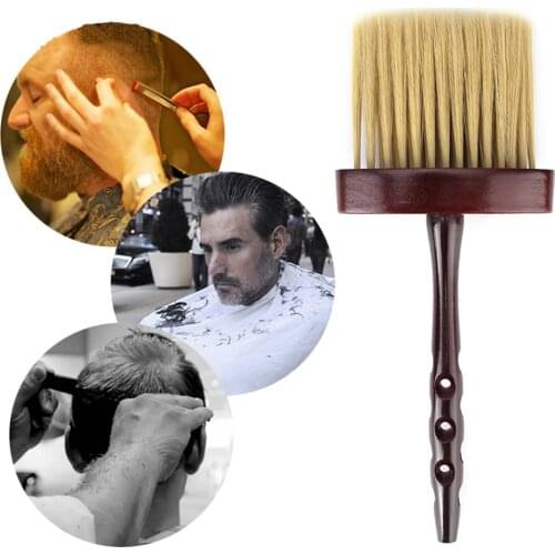 1Pc Hair Cutting Soft Neck Brush Face Duster dispenser Brushes Hair beard Brush Hairdresser Salon Wooden Handle Styling Tools