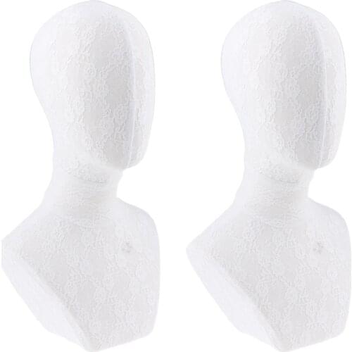 2pcs High Quality Foam+Lace Cover Mannequin Model Head For Wig Hat Display Stand