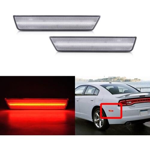 2x Rear Red Led Side Marker Lights For Dodge Challenger 2008-2014 Charger 2011-2014 Clear/Smoke Lens