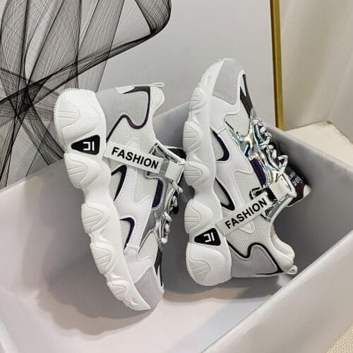 2020 trendy dorky shoes dazzling color platform flats women suede&air-mesh patchwork sneakers female breathable muffins shoes