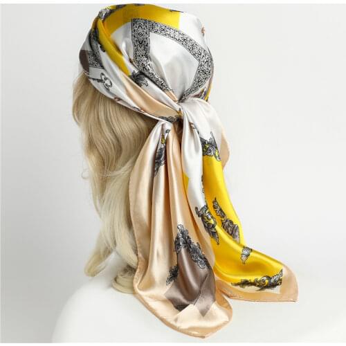 2021 Dot Print Square Scarf For Women Silk Shawl Neckerchief Female Hair Bands Head Wraps Headband Foulard Satin Hijab Bandana