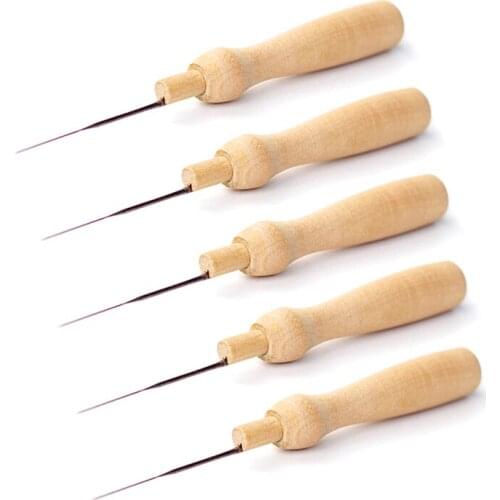 5 Pcs Handle Holder Wooden Felting Needle DIY Tool To Creative Craft Poke Wooden Metal Felting Needles Handmade Tool Accessories
