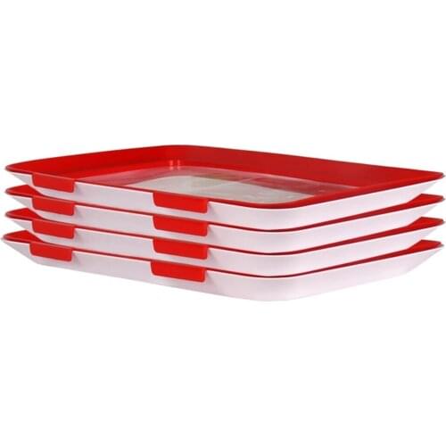8PCS Optional Food Kitchen Storage Plate Plastic Food Organizer Set Keeping Fresh Food Serving Tray Cover Plates Decorative Tray