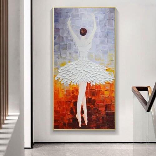 Abstract Dancing Girl With White Skirt Hand Painted Oil Painting On Canvas Modern Wall Art For Wedding Living Room Decoration