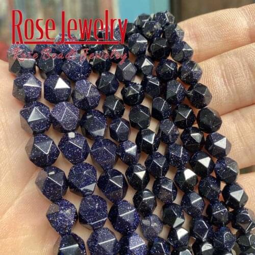 Natural Faceted Blue Sand Stone Loose Beads For Jewelry Making DIY Bracelet Accessories 15" Strand Factory Wholesale 6/8/10mm