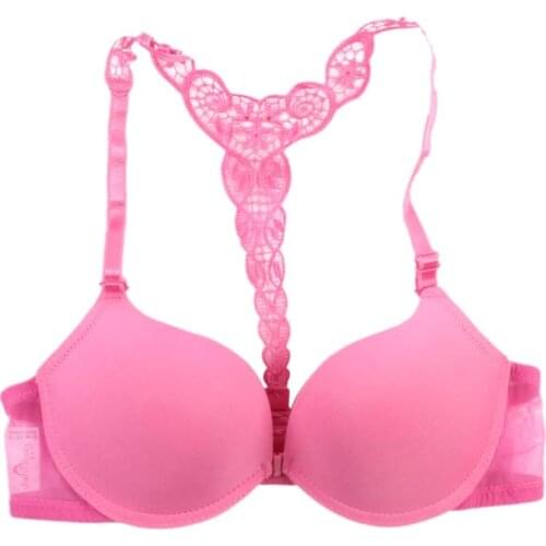 Sexy Front Closure Smooth Bras Charming Lace Racer Back Racerback Push Up Bras For Dropshipping