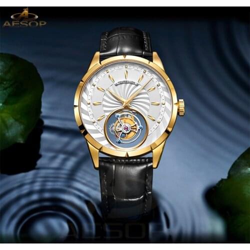 AESOP Montre Homme Mens Mechanical Watch Watches Tourbillon Male Skeleton Mens Watch for Men Clocks Luxury Mechanical Watches