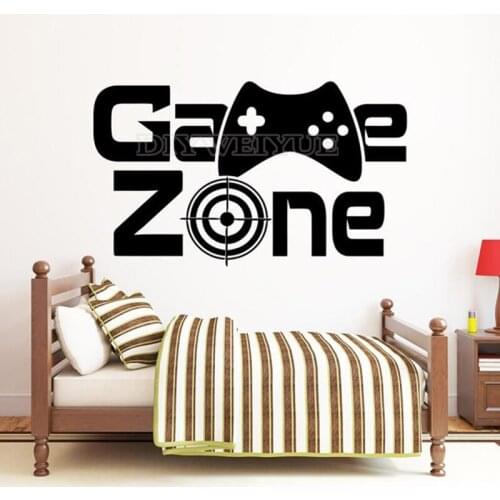 Gamer Zone Wall Decal Gamer Controller Video Game Wall Decals Vinyl Removabel Kids Bedroom Game Room Decoration Poster Z767