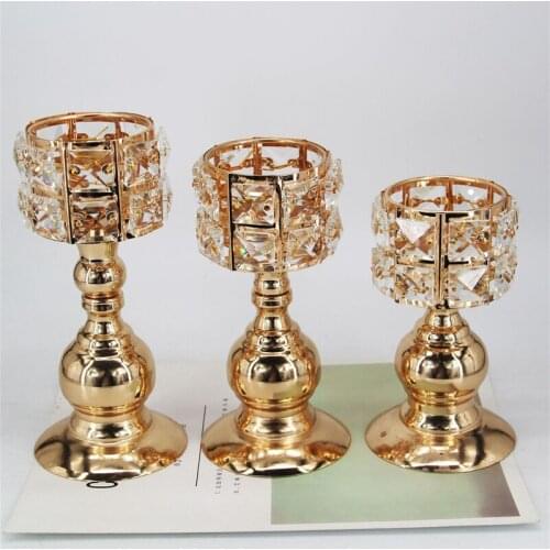 IMUWEN Crystal Candle Holders Candlestick Candle Lantern Wedding Centerpieces Table Stand For Home Party Decoration