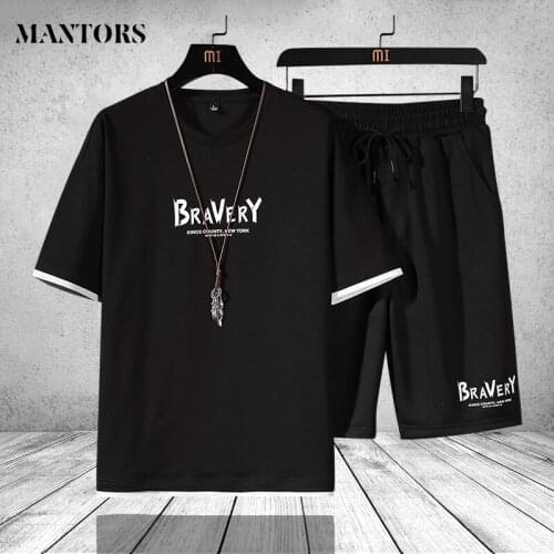 Mens Sets Summer Letter Print T Shirts Top Shorts Sets Sports Tracksuit Men Brand Jogging Suits Two Pieces Hip Hop Streetwear