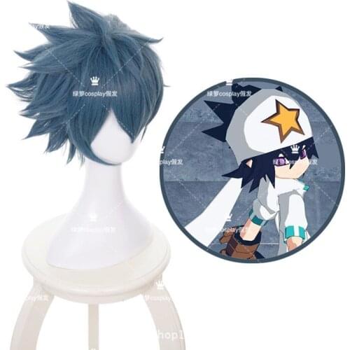 Aotu World Ray Mix Grey Blue Short Man Wig Cosplay Anime Styled Synthetic Hair Halloween Costume Game Play Wigs