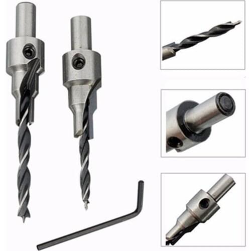 High Quality4mm 5mm Wood Drilling HSS 5 Flute Countersink Drill Bit Set Reamer Woodworking Chamfer Best Price
