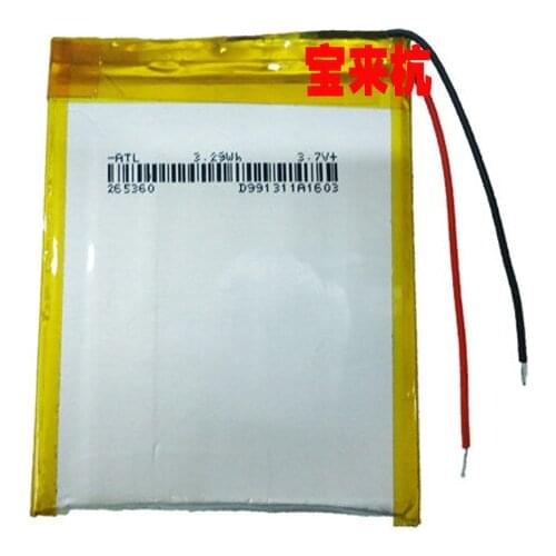New polymer battery, slim 265360, battery 265565, alternative type battery, MP4 battery Rechargeable Li-ion Cell