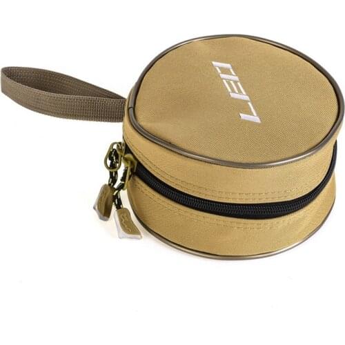 Single Layer Reel Bag Multi-function Canvas Round Zipper Pouch for Fishing Gear Accessories