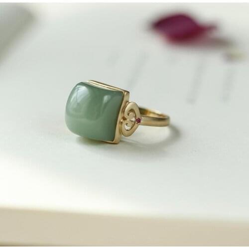 Original Design S925 Sterling Silver Material Rain Blue Color Material Fine Color Pure Pink Green Jasper Gold Diamond Ring for W