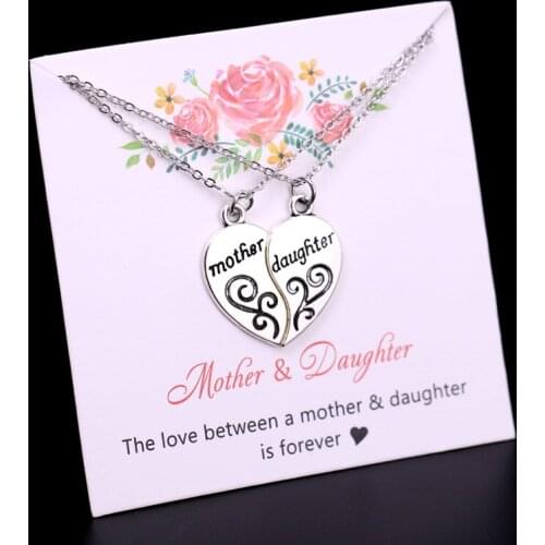 Mother Daughter Mom Heart Chain Necklaces Couple Lover Mothers Day Sister Best Friends Jewelry Christmas Gift