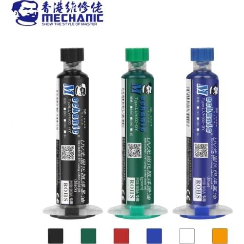 MECHANIC 10CC UV Curable Solder Mask Ink Welding Fluxes Oil BGA PCB Paint Prevent Corrosive Arcing Soldering Paste 6 Colors