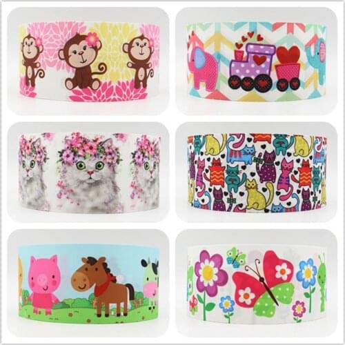 Q&N ribbon 16mm 22mm 25mm 38mm 50mm 75mm animal printed grosgrain ribbon webbing 50yards/roll for hair tie free shipping