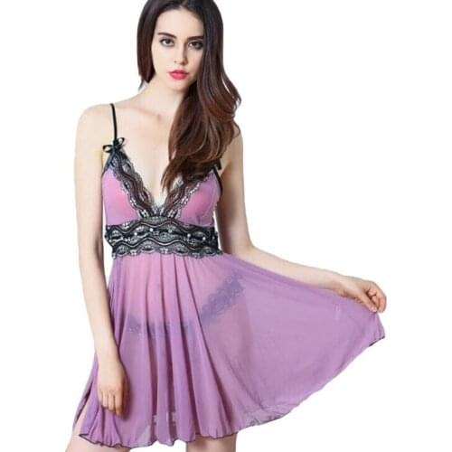 Sexy Lace Lingerie Women Underwear Open Side Lingerie Babydoll Sleepwear Thin Section Mesh Sleepwear Club Dress Plus Size S-5XL