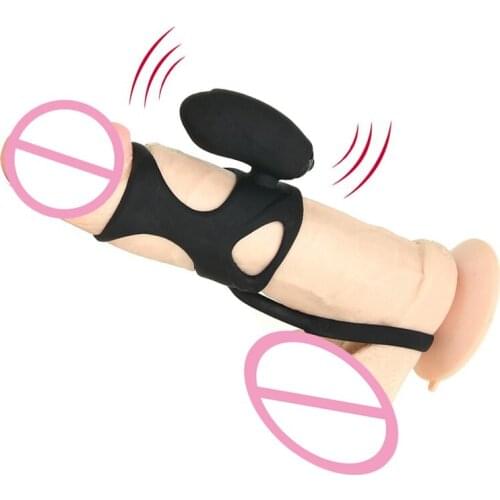 Silicone Vibrating Cock Ring Penis Extender Erectile Chastity Cage Penis Ring Masturbator Vibrator Ring Sex Toys For Men Adults