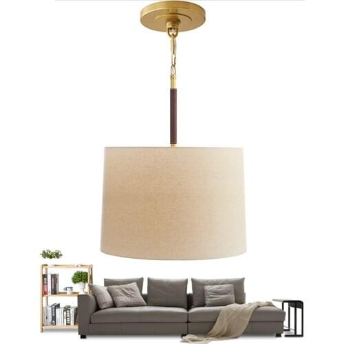 Modern New Chinese Fabric Lampshade Round Single Head Restaurant Hotel Creative Personality