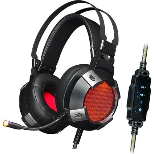 Stereo Gaming Headphone with Noise Cancelling, Wired PC Gaming Headphones with Mic for PC Computer, 7 Colors LED Lights