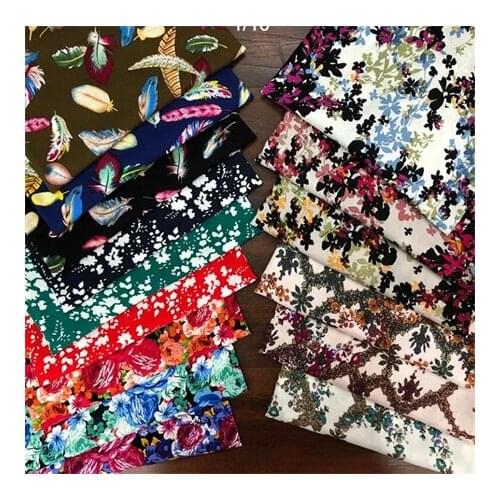 Rayon fabric dark floral printed fabric dress fabricLFCK080075