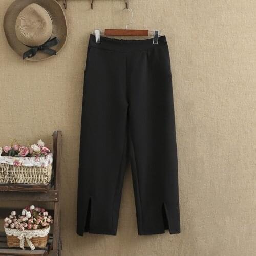 Plus Size pants trousers Elastic High Waist Front pant leg with slit design High Quality Fashion Leggings Large size in spring